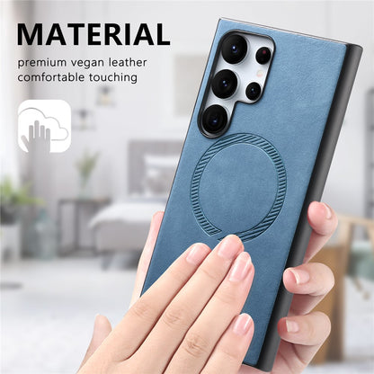 For Samsung Galaxy S25 Ultra Leather Back Magnetic Case Skin-touch Phone Cover