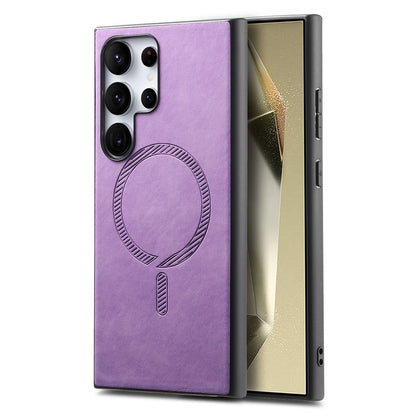 For Samsung Galaxy S25 Ultra Leather Back Magnetic Case Skin-touch Phone Cover