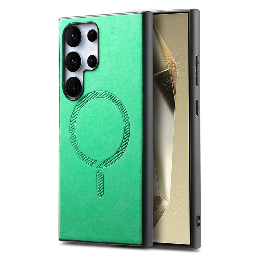 For Samsung Galaxy S25 Ultra Leather Back Magnetic Case Skin-touch Phone Cover