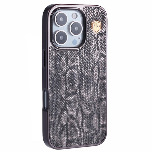 KIGC For iPhone 16 Pro Max Case Compatible with MagSafe Snake Texture Leather+PC+TPU Back Cover