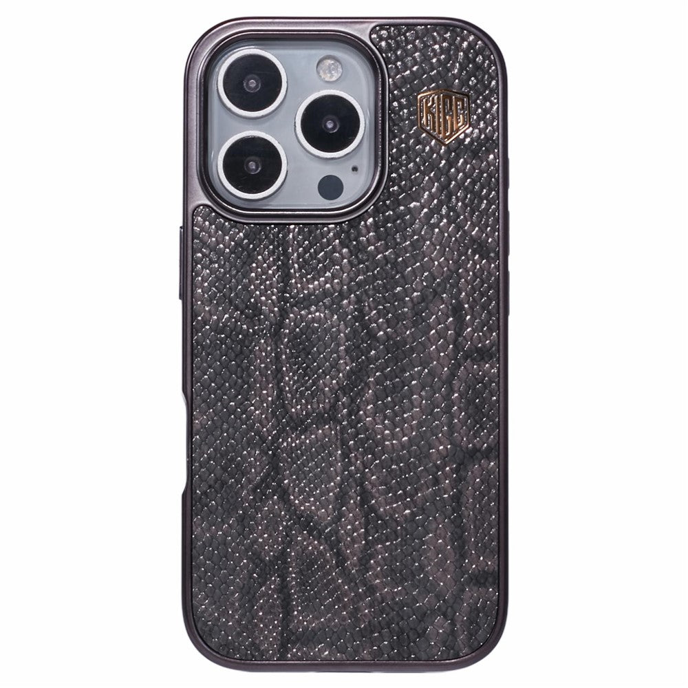 KIGC For iPhone 16 Pro Max Case Compatible with MagSafe Snake Texture Leather+PC+TPU Back Cover