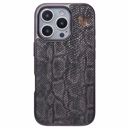 KIGC For iPhone 16 Pro Max Case Compatible with MagSafe Snake Texture Leather+PC+TPU Back Cover