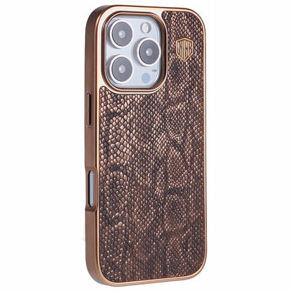 KIGC For iPhone 16 Pro Max Case Compatible with MagSafe Snake Texture Leather+PC+TPU Back Cover