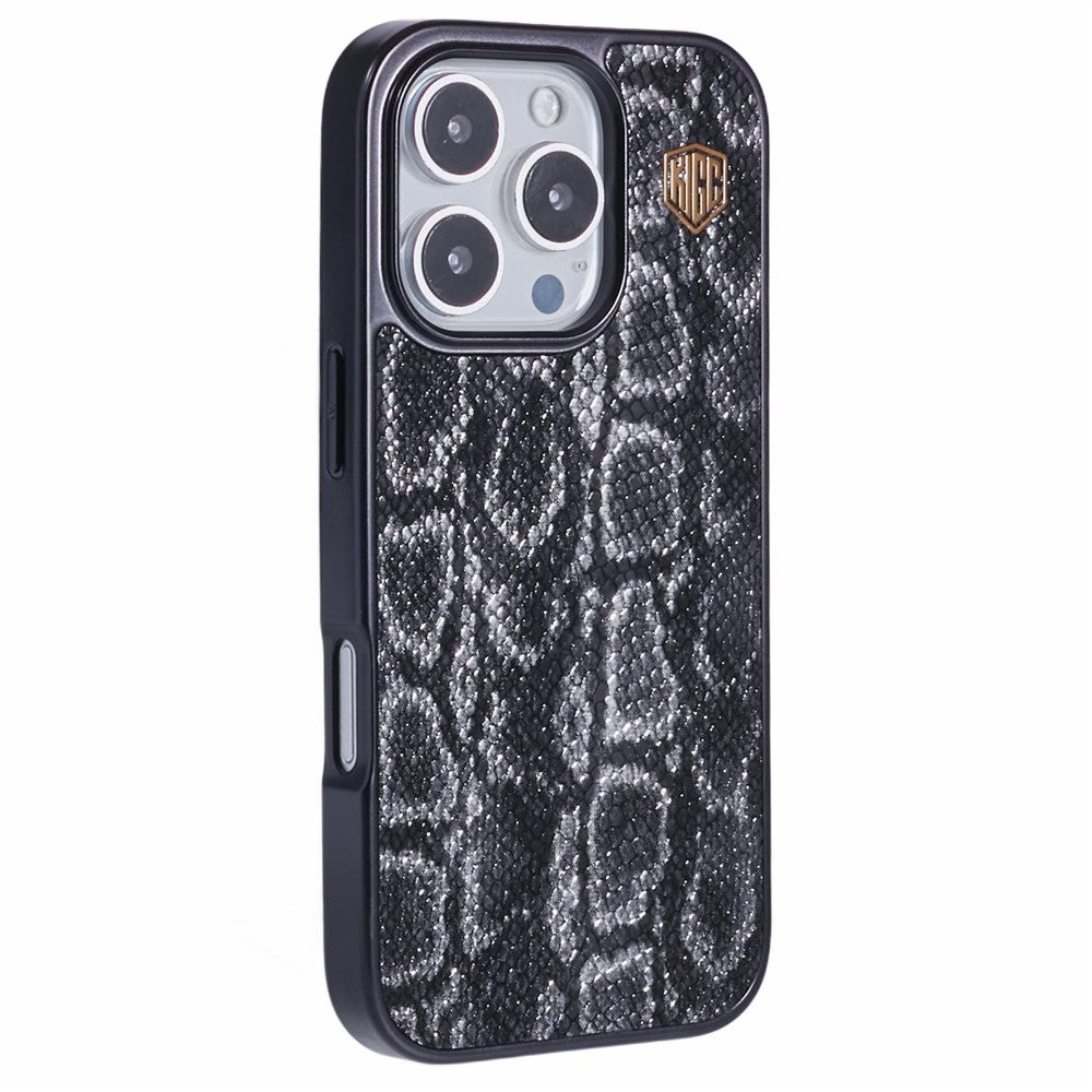 KIGC For iPhone 16 Pro Max Case Compatible with MagSafe Snake Texture Leather+PC+TPU Back Cover
