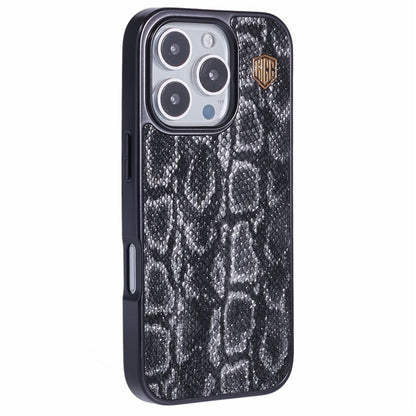 KIGC For iPhone 16 Pro Max Case Compatible with MagSafe Snake Texture Leather+PC+TPU Back Cover