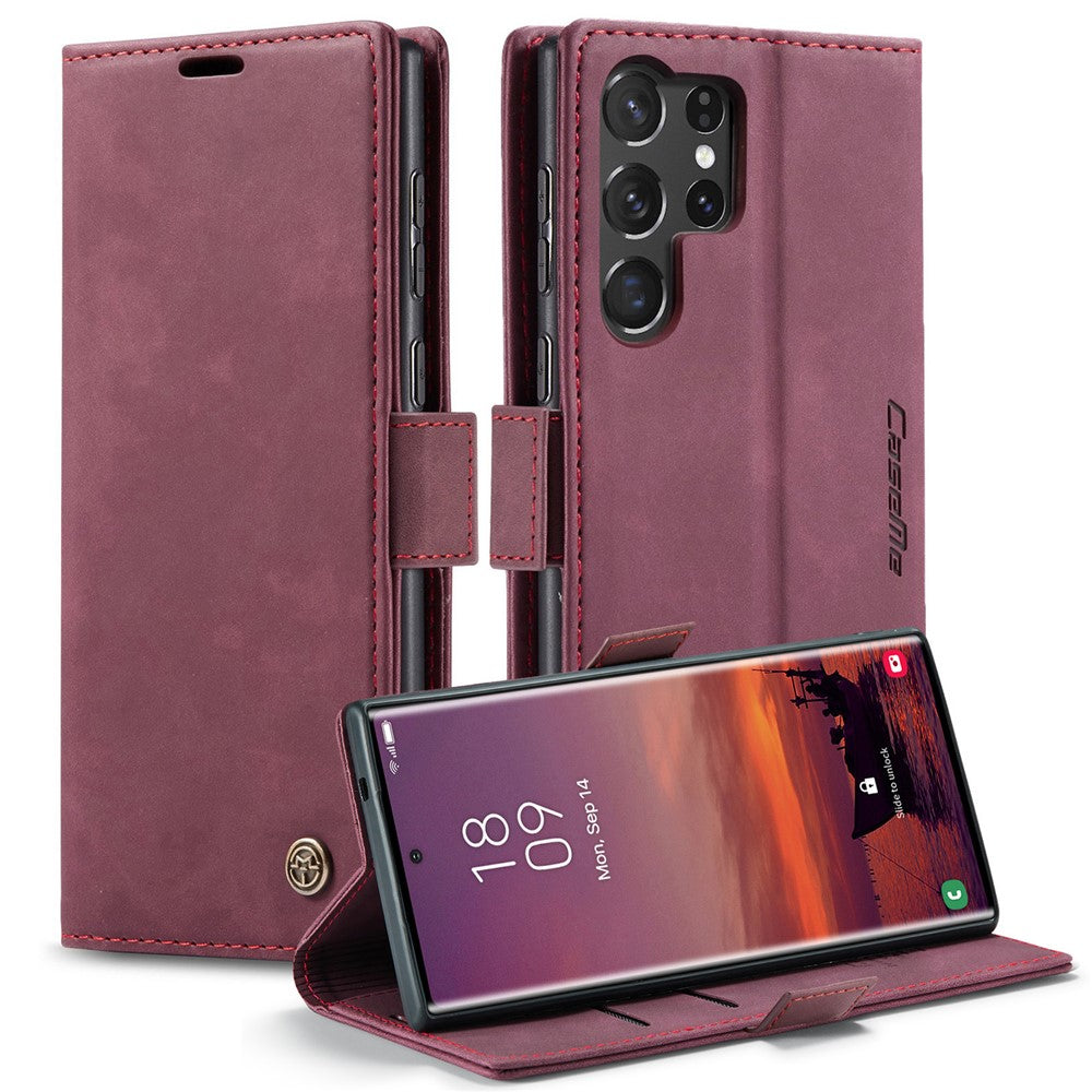 CASEME 013 Series For Samsung Galaxy S25 Ultra Case Card Holder Stand Leather Phone Cover