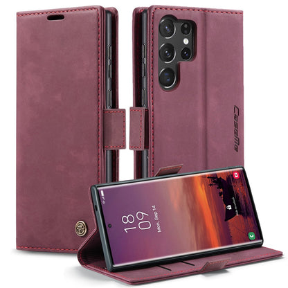 CASEME 013 Series For Samsung Galaxy S25 Ultra Case Card Holder Stand Leather Phone Cover