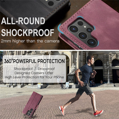 CASEME 013 Series For Samsung Galaxy S25 Ultra Case Card Holder Stand Leather Phone Cover