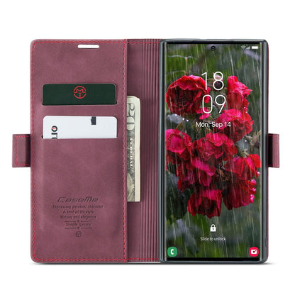 CASEME 013 Series For Samsung Galaxy S25 Ultra Case Card Holder Stand Leather Phone Cover