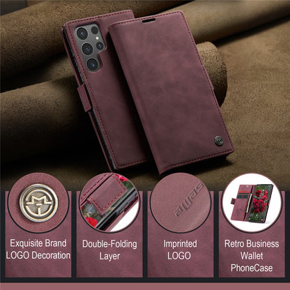 CASEME 013 Series For Samsung Galaxy S25 Ultra Case Card Holder Stand Leather Phone Cover