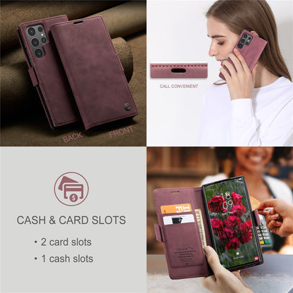 CASEME 013 Series For Samsung Galaxy S25 Ultra Case Card Holder Stand Leather Phone Cover