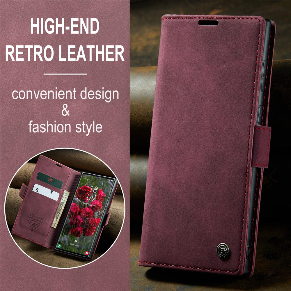 CASEME 013 Series For Samsung Galaxy S25 Ultra Case Card Holder Stand Leather Phone Cover