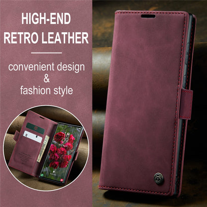 CASEME 013 Series For Samsung Galaxy S25 Ultra Case Card Holder Stand Leather Phone Cover