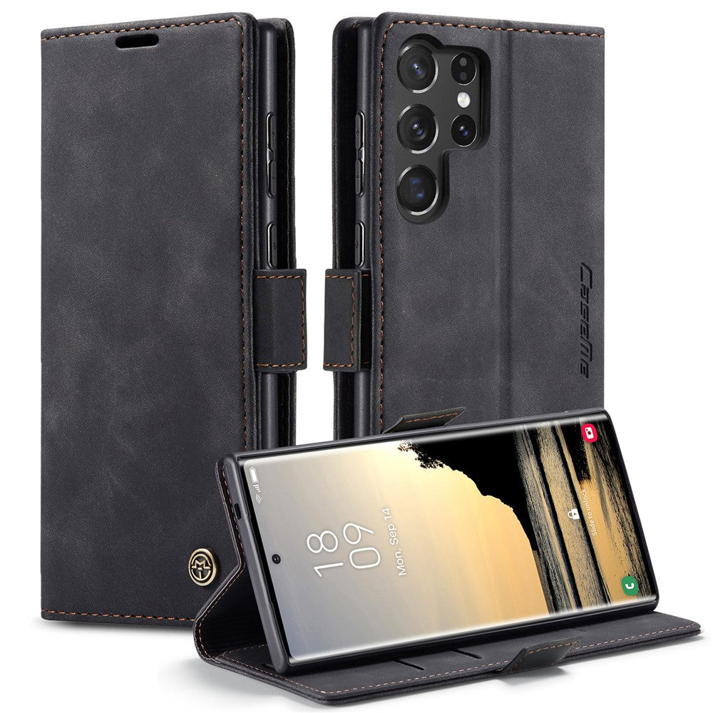CASEME 013 Series For Samsung Galaxy S25 Ultra Case Card Holder Stand Leather Phone Cover