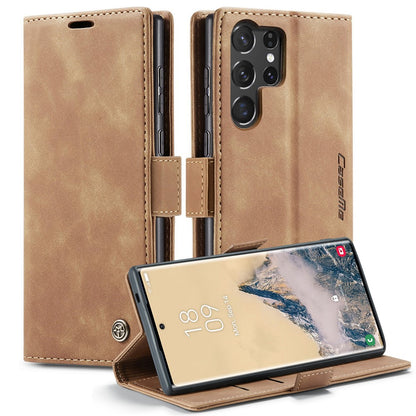 CASEME 013 Series For Samsung Galaxy S25 Ultra Case Card Holder Stand Leather Phone Cover