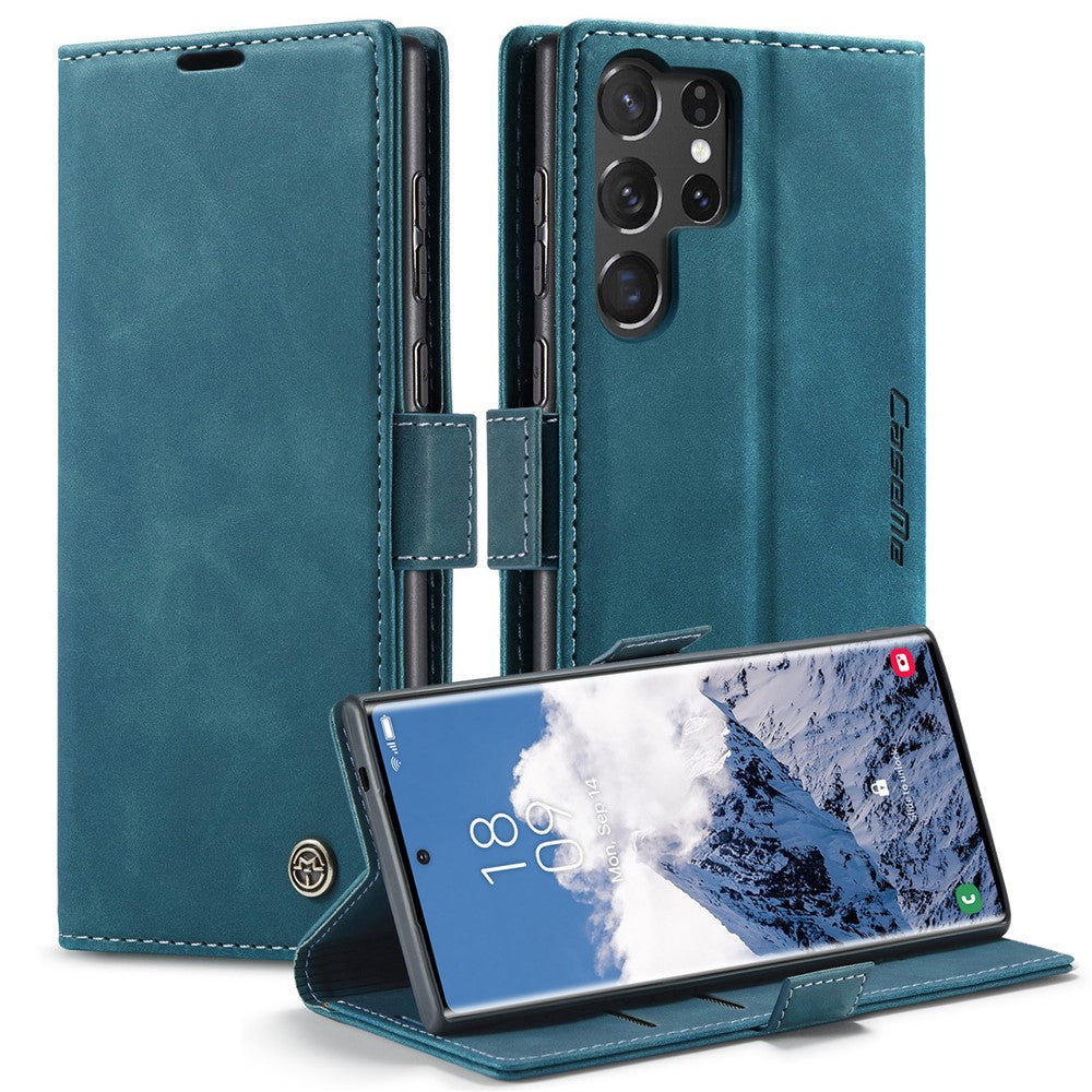 CASEME 013 Series For Samsung Galaxy S25 Ultra Case Card Holder Stand Leather Phone Cover