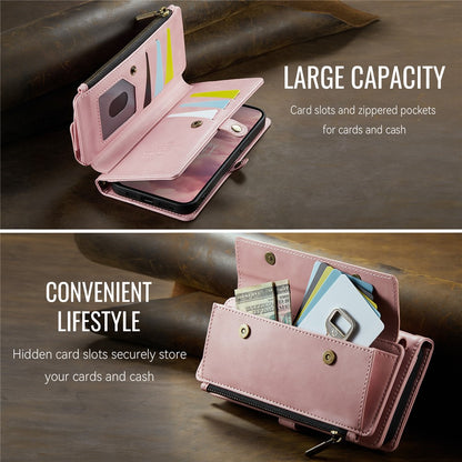 CASEME For iPhone 15 Pro Max Case  C39 RFID Blocking Zipper Wallet Stand Leather Cover with Strap