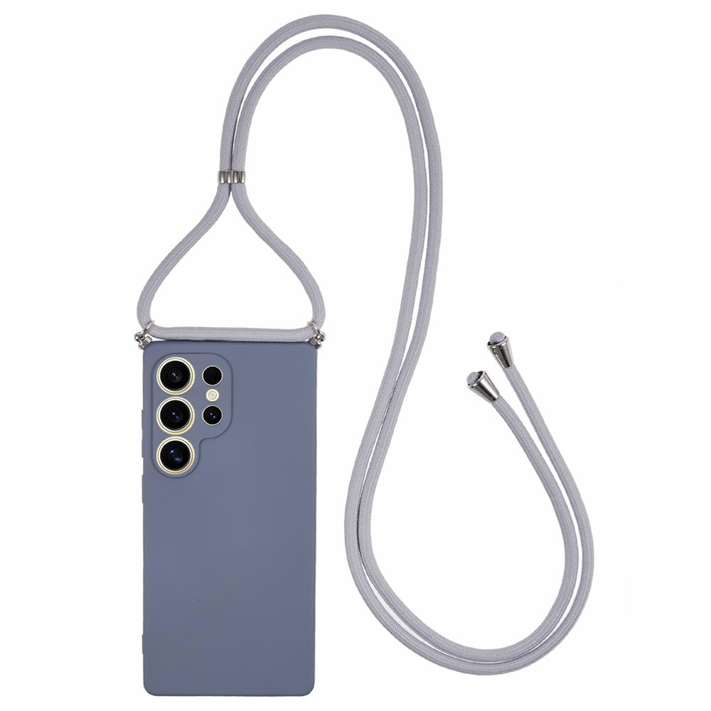For Samsung Galaxy S25 Ultra Crossbody Case Flexible TPU Fiber Lining Anti-Shock Phone Cover