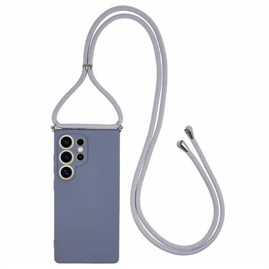 For Samsung Galaxy S25 Ultra Crossbody Case Flexible TPU Fiber Lining Anti-Shock Phone Cover