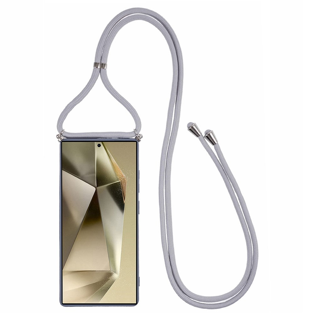 For Samsung Galaxy S25 Ultra Crossbody Case Flexible TPU Fiber Lining Anti-Shock Phone Cover