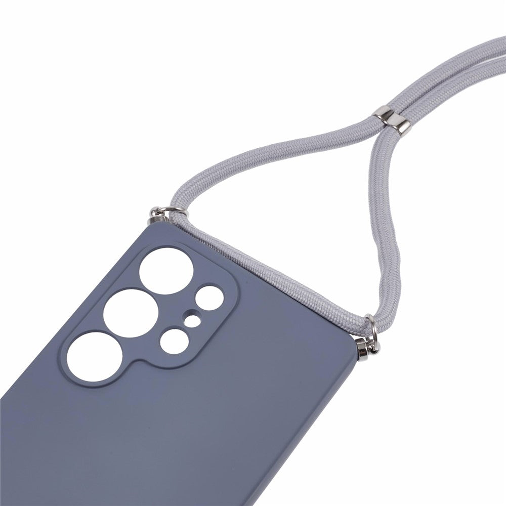 For Samsung Galaxy S25 Ultra Crossbody Case Flexible TPU Fiber Lining Anti-Shock Phone Cover