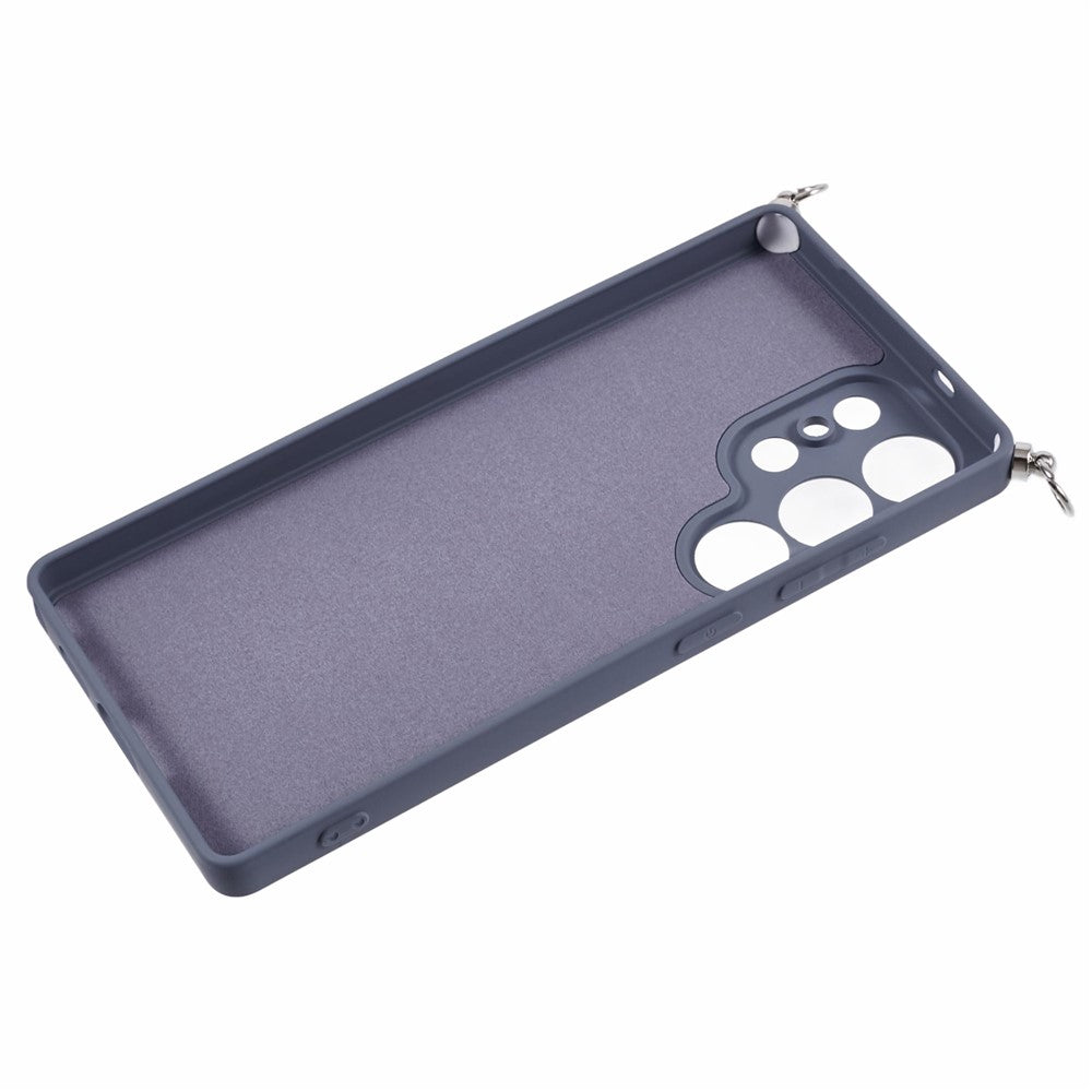 For Samsung Galaxy S25 Ultra Crossbody Case Flexible TPU Fiber Lining Anti-Shock Phone Cover