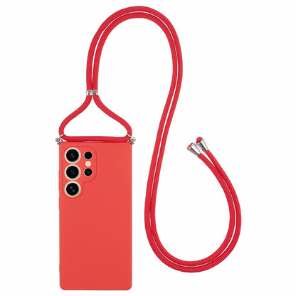 For Samsung Galaxy S25 Ultra Crossbody Case Flexible TPU Fiber Lining Anti-Shock Phone Cover