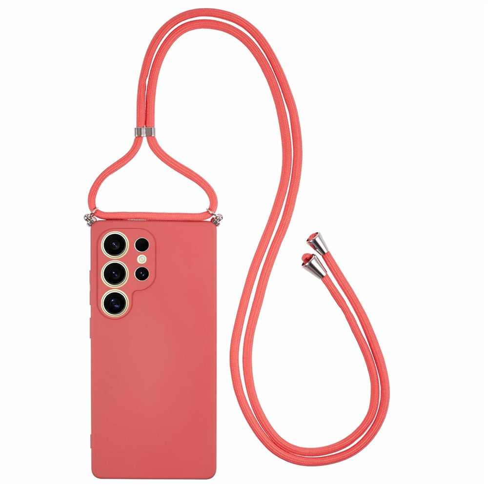 For Samsung Galaxy S25 Ultra Crossbody Case Flexible TPU Fiber Lining Anti-Shock Phone Cover
