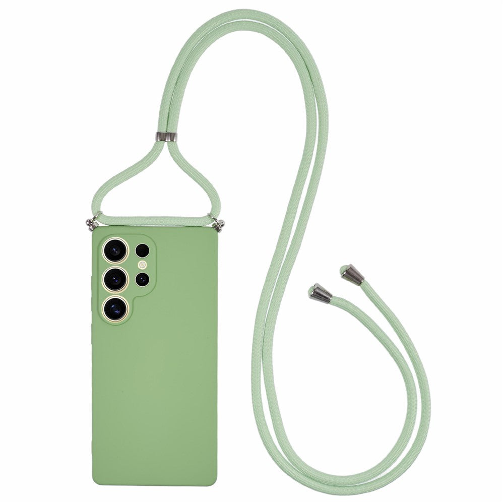 For Samsung Galaxy S25 Ultra Crossbody Case Flexible TPU Fiber Lining Anti-Shock Phone Cover