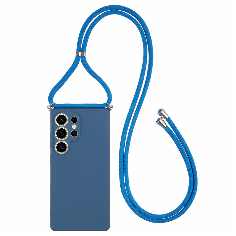 For Samsung Galaxy S25 Ultra Crossbody Case Flexible TPU Fiber Lining Anti-Shock Phone Cover