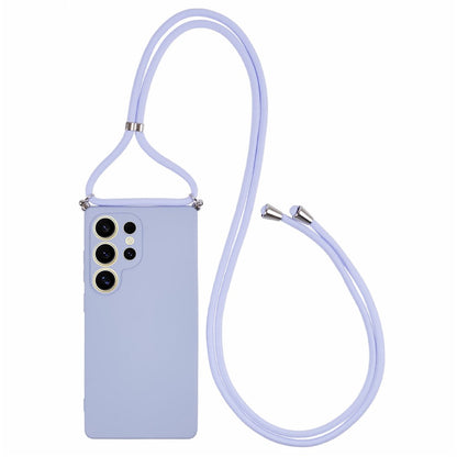For Samsung Galaxy S25 Ultra Crossbody Case Flexible TPU Fiber Lining Anti-Shock Phone Cover