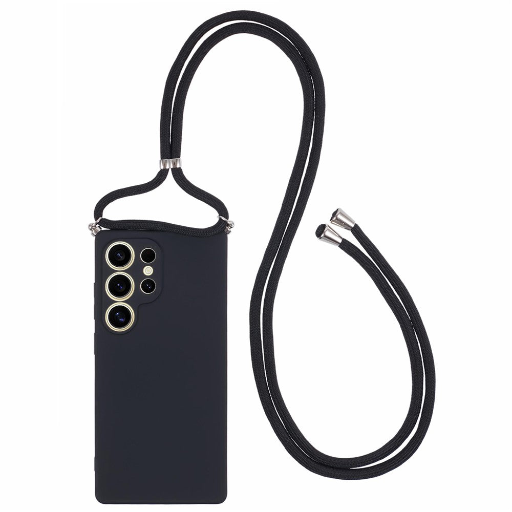 For Samsung Galaxy S25 Ultra Crossbody Case Flexible TPU Fiber Lining Anti-Shock Phone Cover