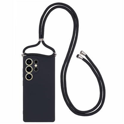 For Samsung Galaxy S25 Ultra Crossbody Case Flexible TPU Fiber Lining Anti-Shock Phone Cover