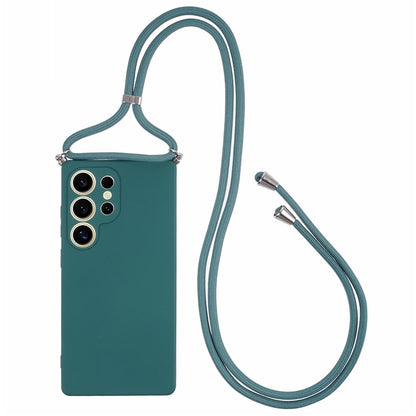 For Samsung Galaxy S25 Ultra Crossbody Case Flexible TPU Fiber Lining Anti-Shock Phone Cover