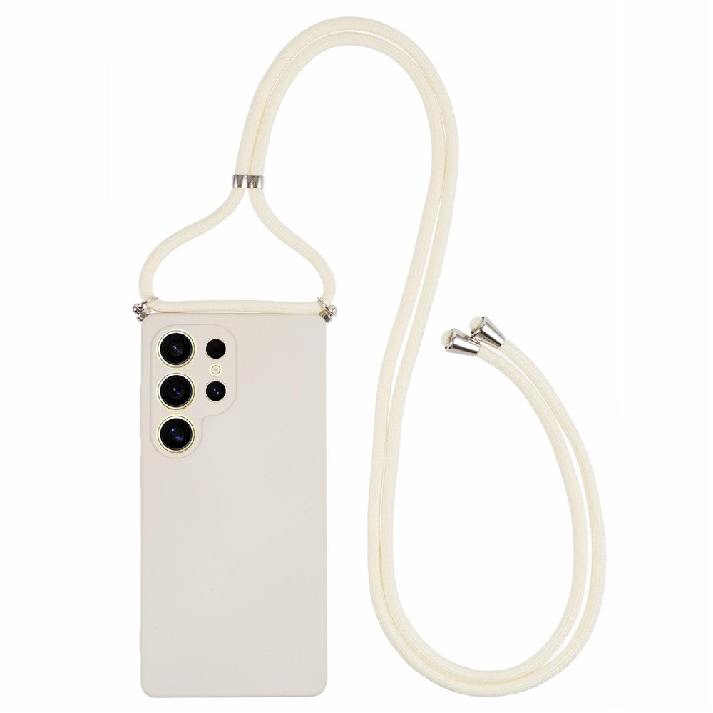 For Samsung Galaxy S25 Ultra Crossbody Case Flexible TPU Fiber Lining Anti-Shock Phone Cover