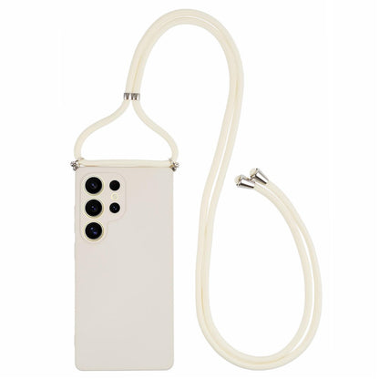 For Samsung Galaxy S25 Ultra Crossbody Case Flexible TPU Fiber Lining Anti-Shock Phone Cover