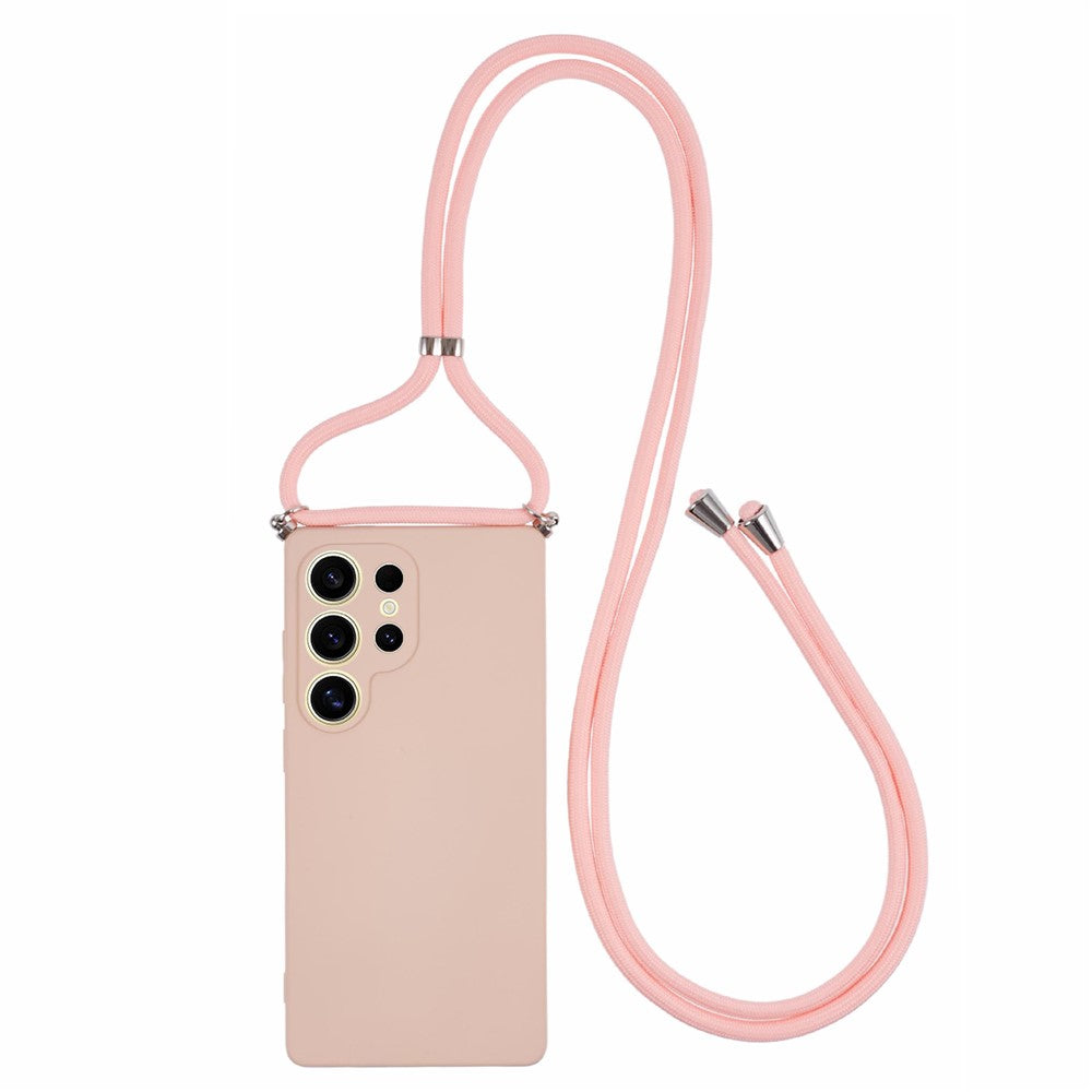 For Samsung Galaxy S25 Ultra Crossbody Case Flexible TPU Fiber Lining Anti-Shock Phone Cover