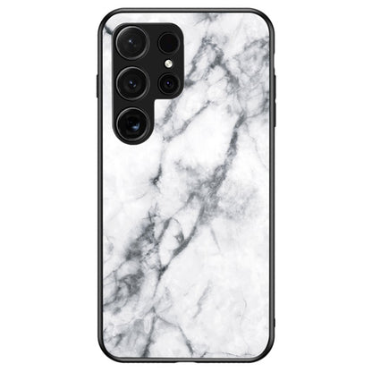 For Samsung Galaxy S25 Ultra Case Marble Pattern Tempered Glass + PC + TPU Protective Phone Cover
