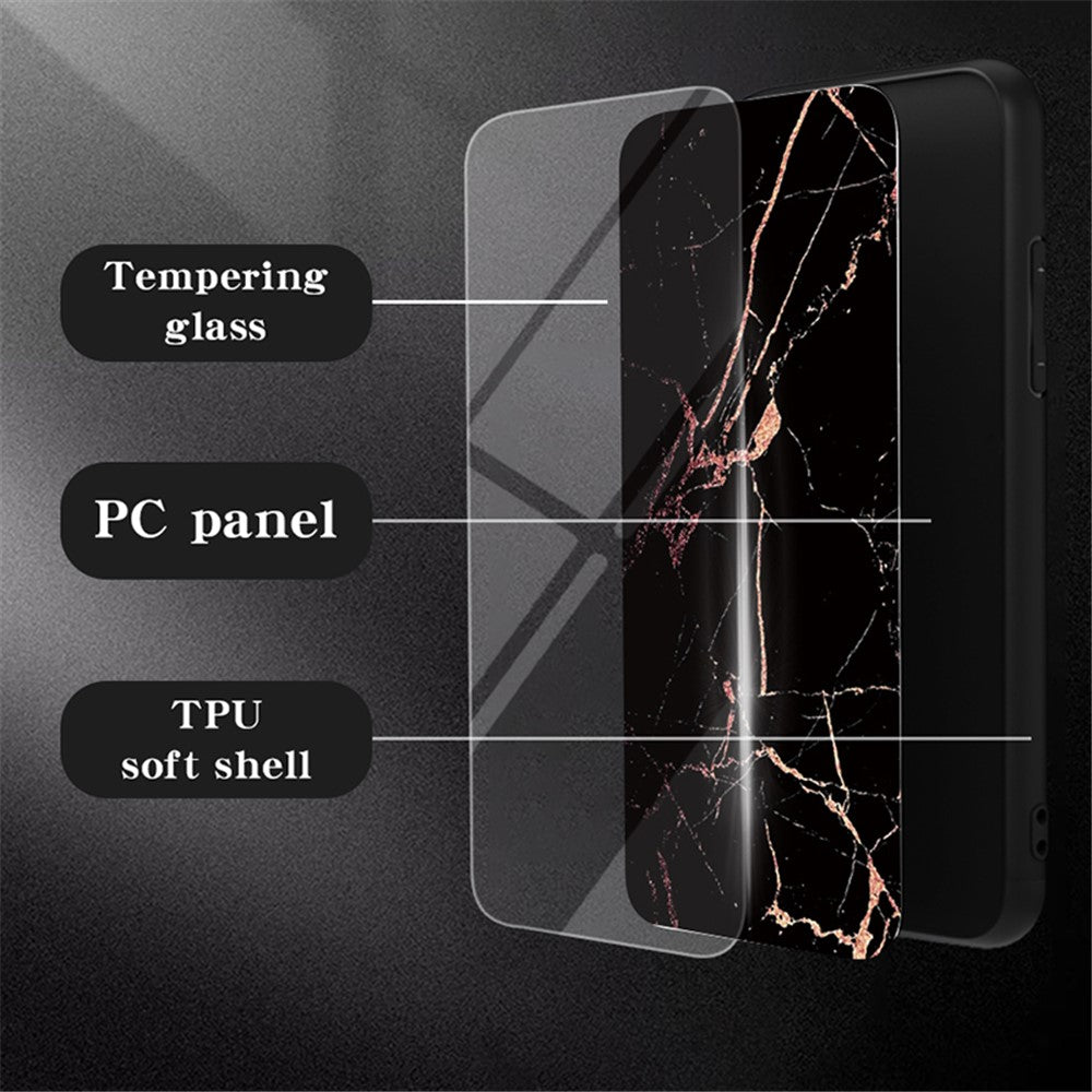 For Samsung Galaxy S25 Ultra Case Marble Pattern Tempered Glass + PC + TPU Protective Phone Cover