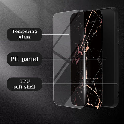 For Samsung Galaxy S25 Ultra Case Marble Pattern Tempered Glass + PC + TPU Protective Phone Cover