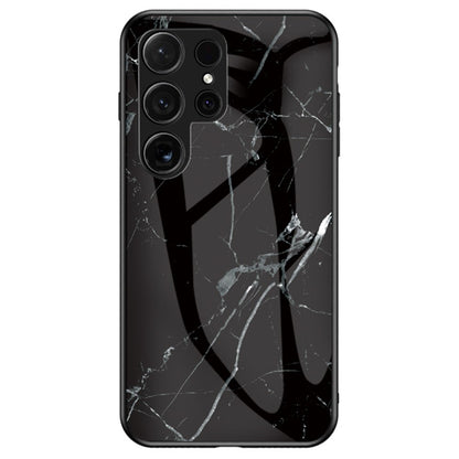 For Samsung Galaxy S25 Ultra Case Marble Pattern Tempered Glass + PC + TPU Protective Phone Cover