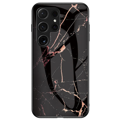 For Samsung Galaxy S25 Ultra Case Marble Pattern Tempered Glass + PC + TPU Protective Phone Cover
