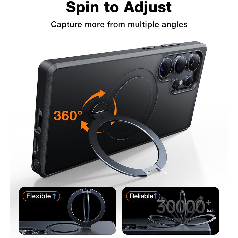 TORRAS Ostand Q3 Spin Series For Samsung Galaxy S25 Ultra Case Magnetic Rotating Kickstand PC+TPU Phone Cover