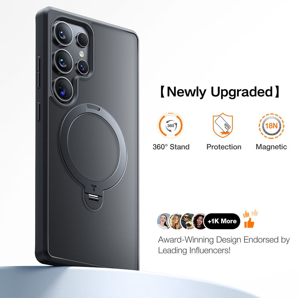 TORRAS Ostand Q3 Spin Series For Samsung Galaxy S25 Ultra Case Magnetic Rotating Kickstand PC+TPU Phone Cover