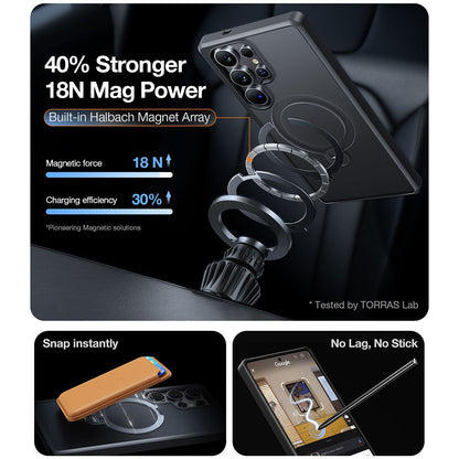 TORRAS Ostand Q3 Spin Series For Samsung Galaxy S25 Ultra Case Magnetic Rotating Kickstand PC+TPU Phone Cover