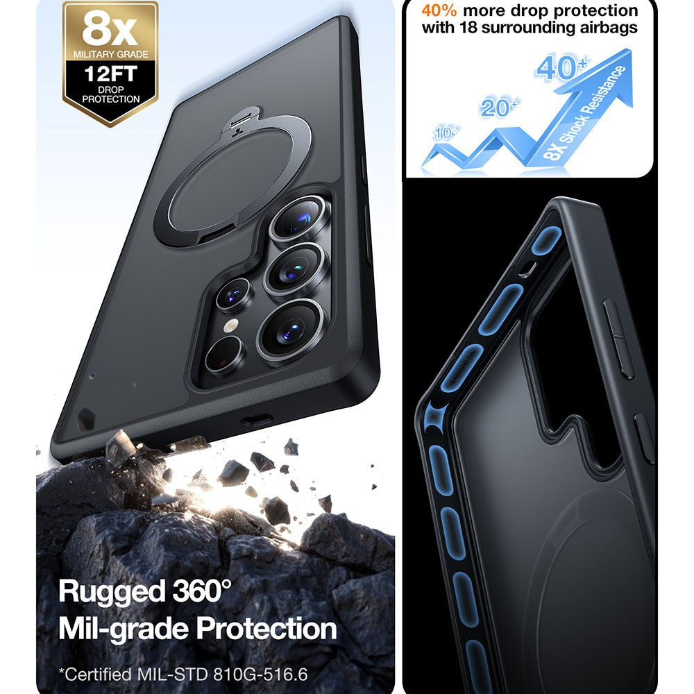 TORRAS Ostand Q3 Spin Series For Samsung Galaxy S25 Ultra Case Magnetic Rotating Kickstand PC+TPU Phone Cover