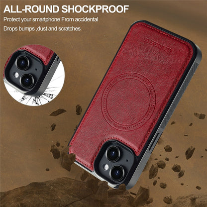 LC.IMEEKE For iPhone 15 Plus Magnetic Case Compatible with MagSafe Leather+TPU Back Cover