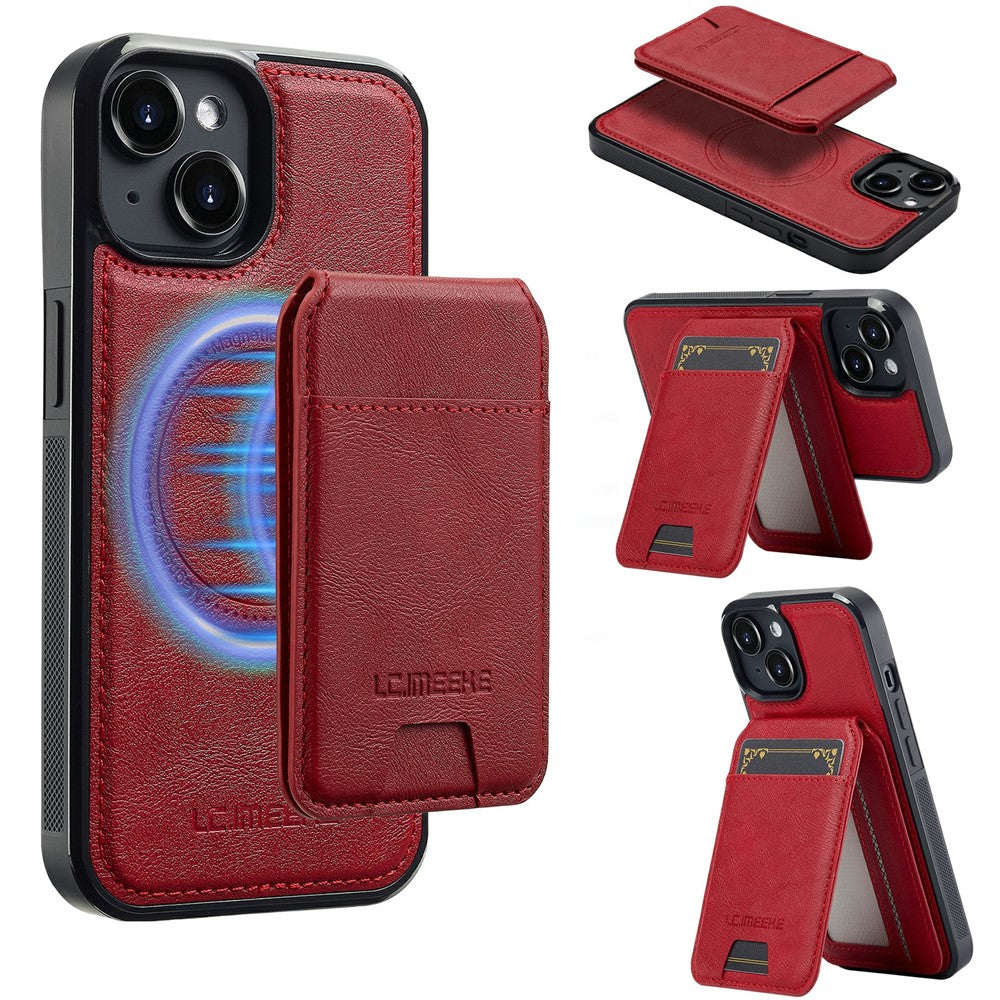 LC.IMEEKE L3 For iPhone 15 Magnetic Case Detachable Card Holder Leather+TPU Mobile Cover