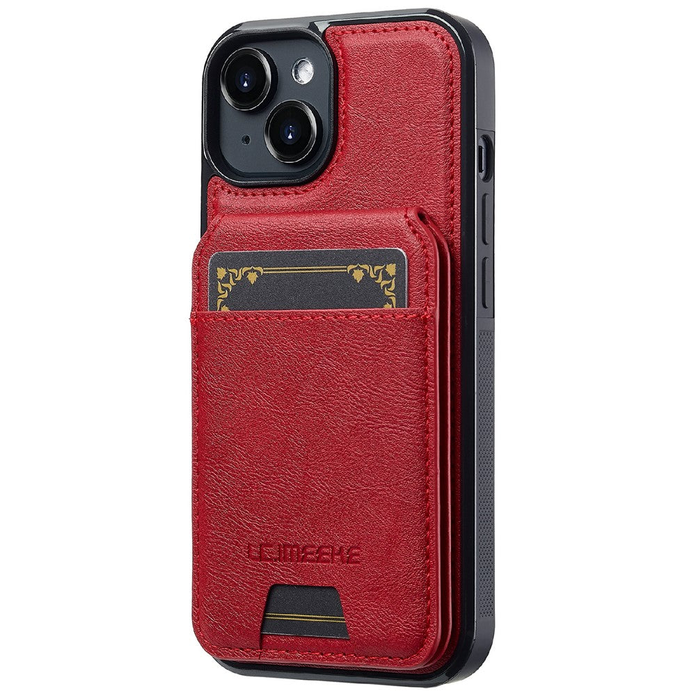 LC.IMEEKE L3 For iPhone 15 Magnetic Case Detachable Card Holder Leather+TPU Mobile Cover