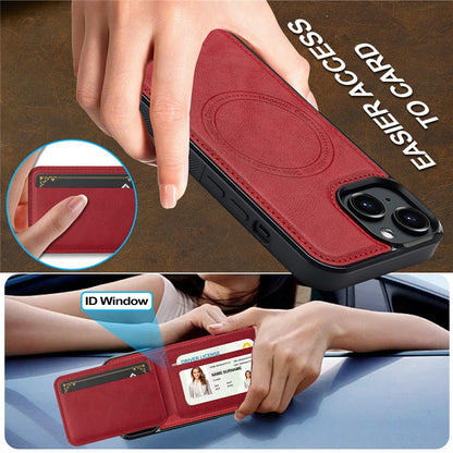 LC.IMEEKE L3 For iPhone 15 Magnetic Case Detachable Card Holder Leather+TPU Mobile Cover